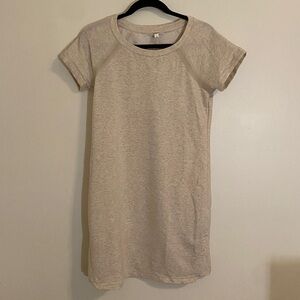 Athleta Pacer Short Sleeve Sweatshirt Relaxed Fit Dress Oatmeal Heather Small